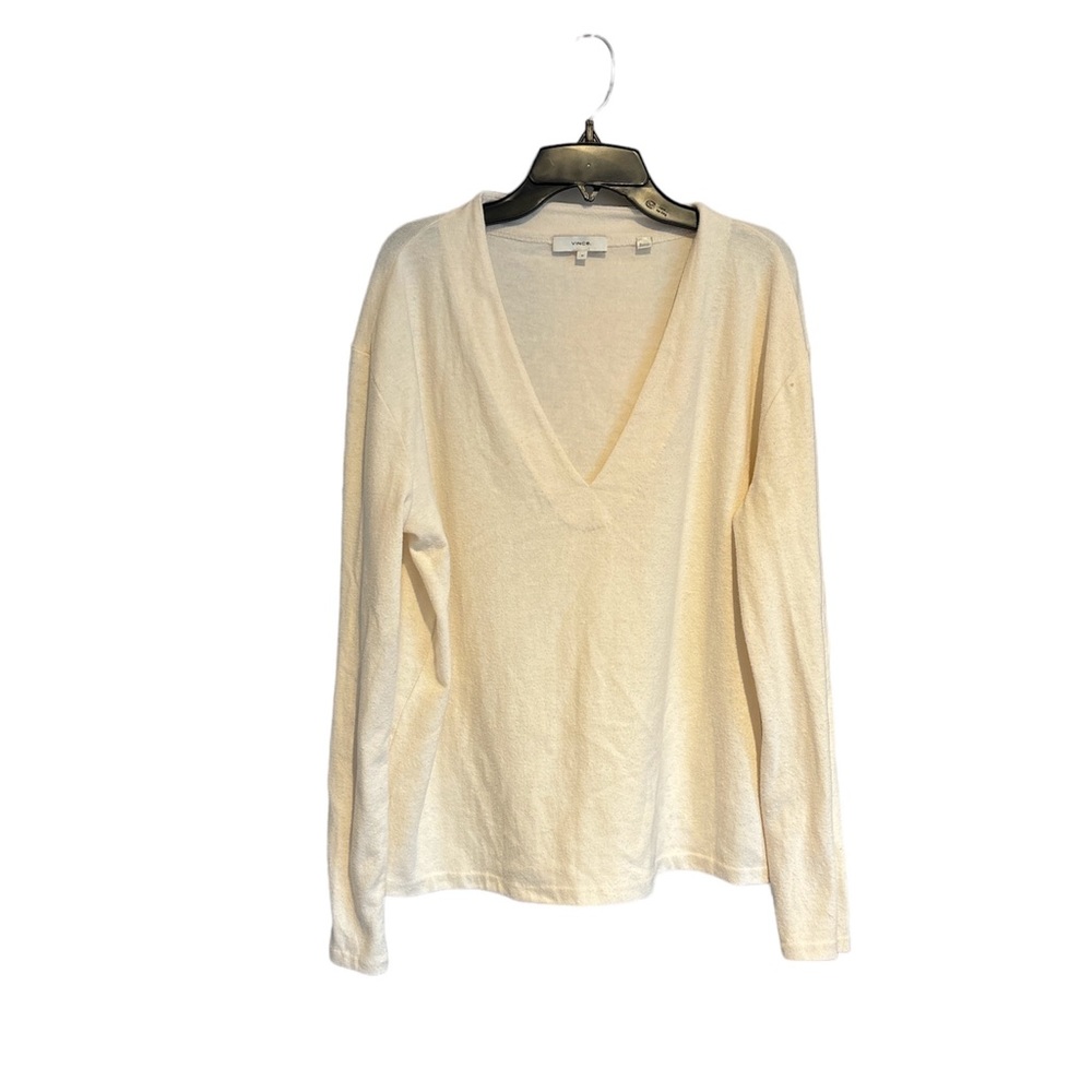 Vince deep V Neck pullover Sweater Cream women's Size medium